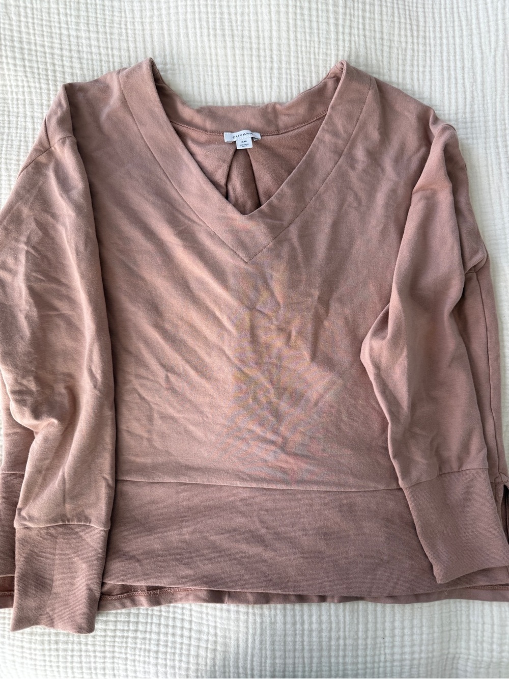 Cuyana - Light beige V-Neck Pullover Sweatshirt